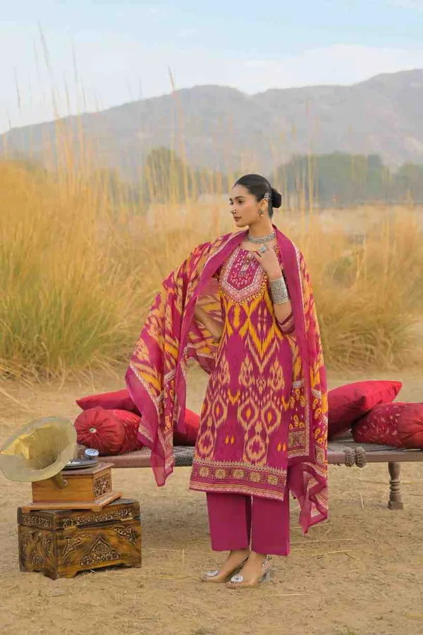 Magenta_Pure_Cotton_Kurta_Pant_And_Dupatta_Set_For_Women
