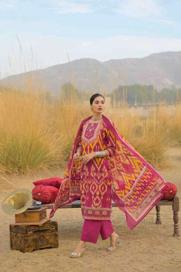 Magenta_Pure_Cotton_Kurta_Pant_And_Dupatta_Set_For_Women
