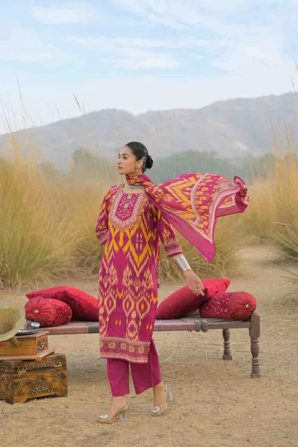 Magenta_Pure_Cotton_Kurta_Pant_And_Dupatta_Set_For_Women