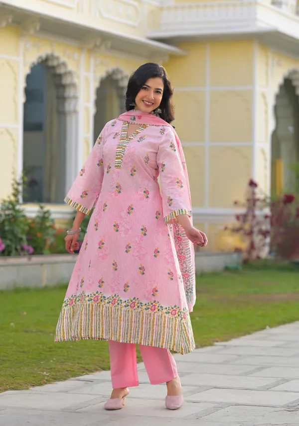 Light_Pink_Pure_Cotton_A_Line_Kurta_Pant_And_Dupatta_Set_For_Women