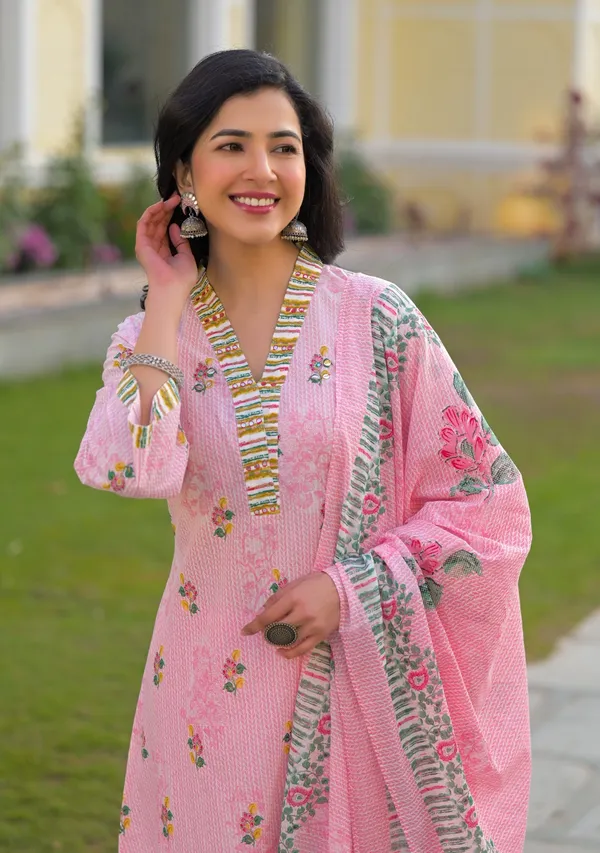 Light_Pink_Pure_Cotton_A_Line_Kurta_Pant_And_Dupatta_Set_For_Women