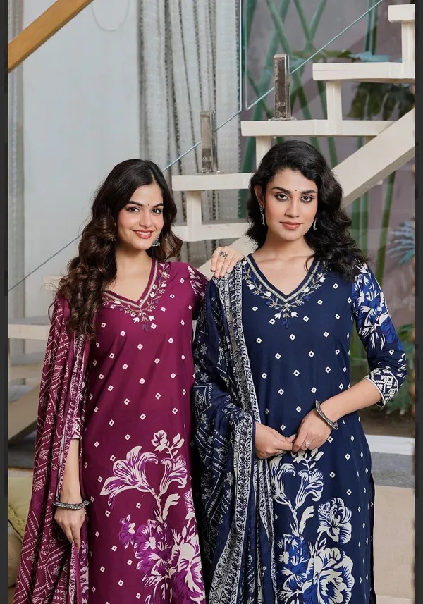 Navy_Blue_Pure_Cotton_Kurta_Pant_And_Dupatta_Set_For_Women