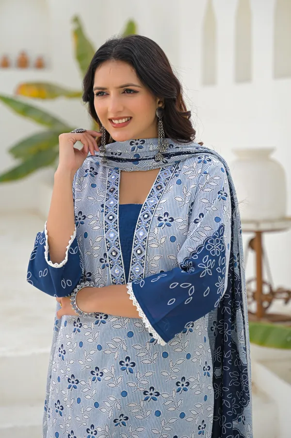 Navy_Blue_Pure_Cotton_Kurta_Pant_And_Dupatta_Set_For_Women