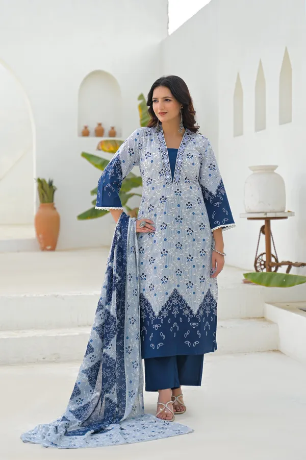 Navy_Blue_Pure_Cotton_Kurta_Pant_And_Dupatta_Set_For_Women