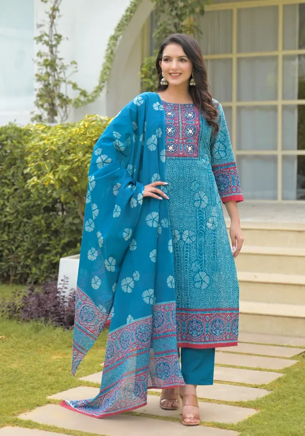Blue_Pure_Cotton_Kurta_Pant_And_Dupatta_Set_For_Women