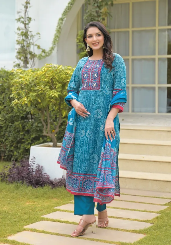 Blue_Pure_Cotton_Kurta_Pant_And_Dupatta_Set_For_Women
