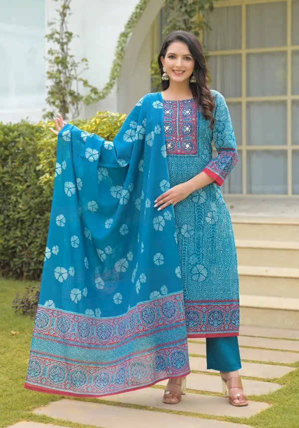 Blue_Pure_Cotton_Kurta_Pant_And_Dupatta_Set_For_Women