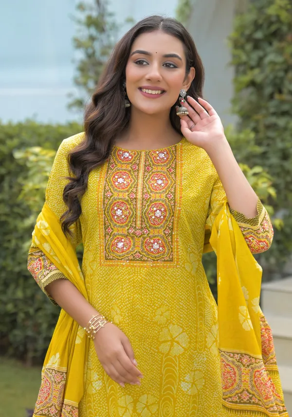 Yellow_Pure_Cotton_Kurta_Pant_And_Dupatta_Set_For_Women