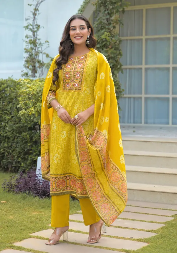 Yellow_Pure_Cotton_Kurta_Pant_And_Dupatta_Set_For_Women