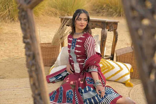 Maroon_Pure_Cotton_Kurta_Pant_And_Dupatta_Set_For_Women