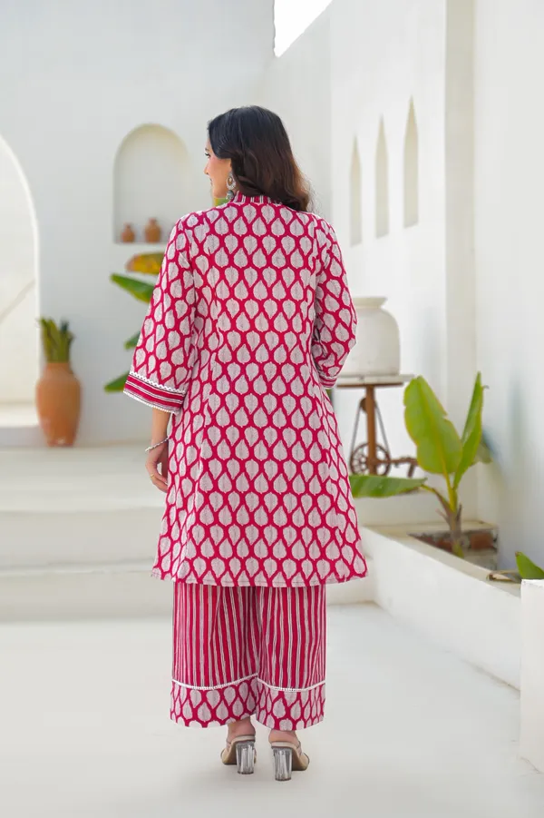 Red_Pure_Cotton_Kurti_Palazzo_And_Dupatta_Set_For_Women