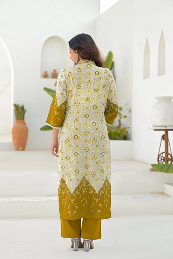 Mustard_Pure_Cotton_Kurta_Pant_And_Dupatta_Set_For_Women