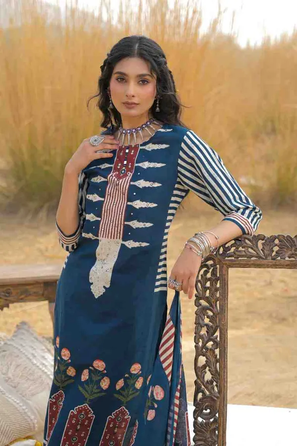 Blue_Pure_Cotton_Kurta_Pant_And_Dupatta_Set_For_Women