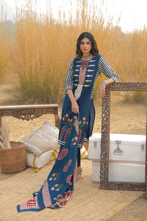 Blue_Pure_Cotton_Kurta_Pant_And_Dupatta_Set_For_Women