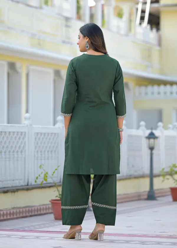 Bottle_Green_Pure_Cotton_Kurti_Farshi_Salwar_And_Dupatta_Set_For_Women