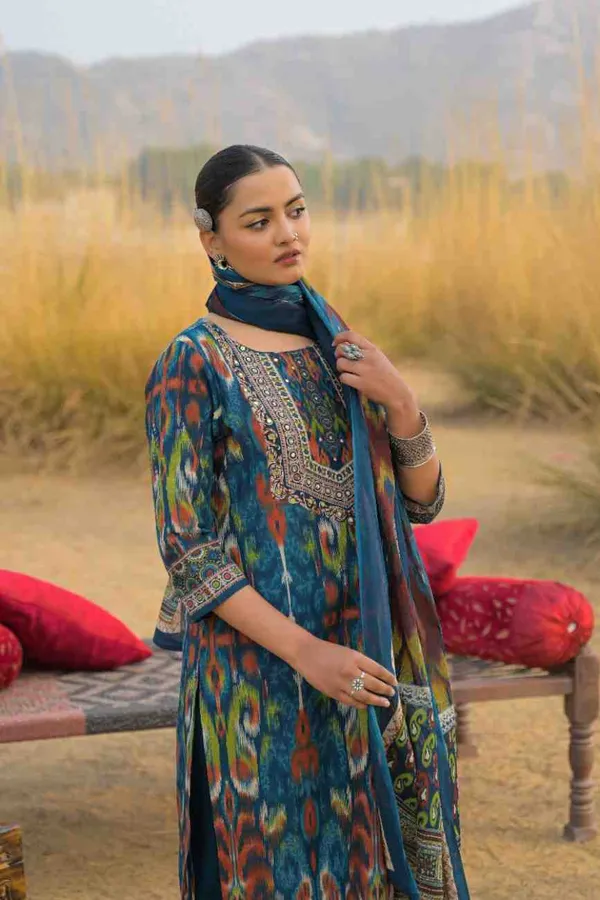 Blue_Pure_Cotton_Kurta_Pant_And_Dupatta_Set_For_Women