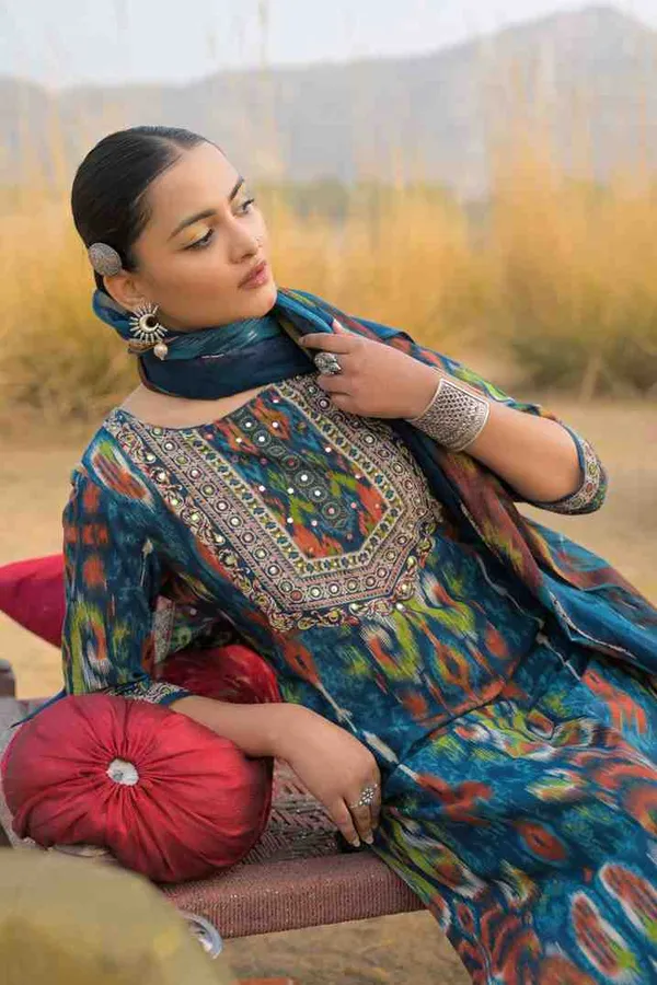 Blue_Pure_Cotton_Kurta_Pant_And_Dupatta_Set_For_Women