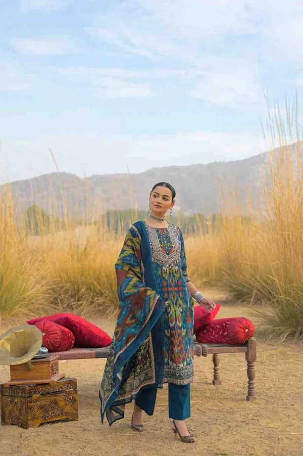 Blue_Pure_Cotton_Kurta_Pant_And_Dupatta_Set_For_Women