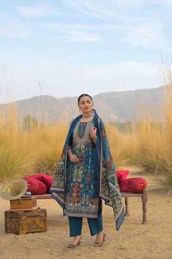 Blue_Pure_Cotton_Kurta_Pant_And_Dupatta_Set_For_Women