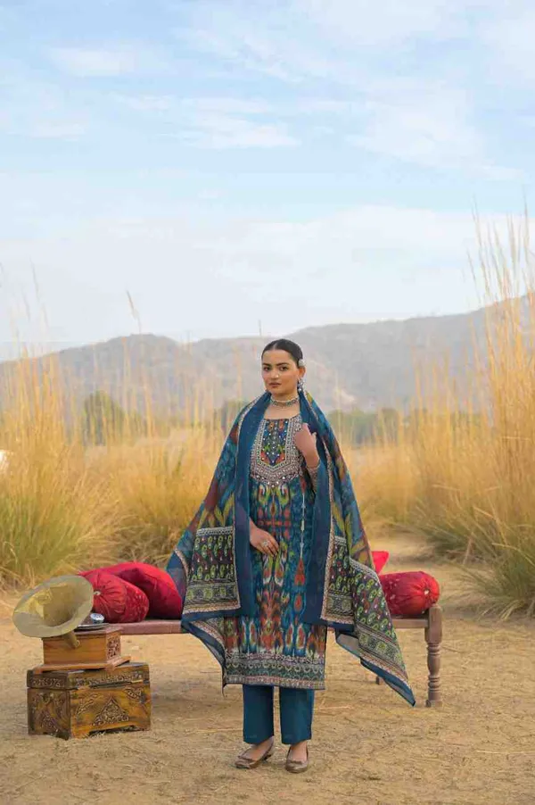 Blue_Pure_Cotton_Kurta_Pant_And_Dupatta_Set_For_Women
