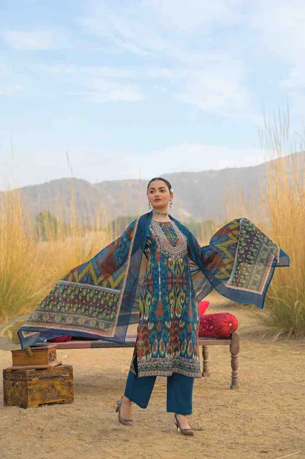 Blue_Pure_Cotton_Kurta_Pant_And_Dupatta_Set_For_Women