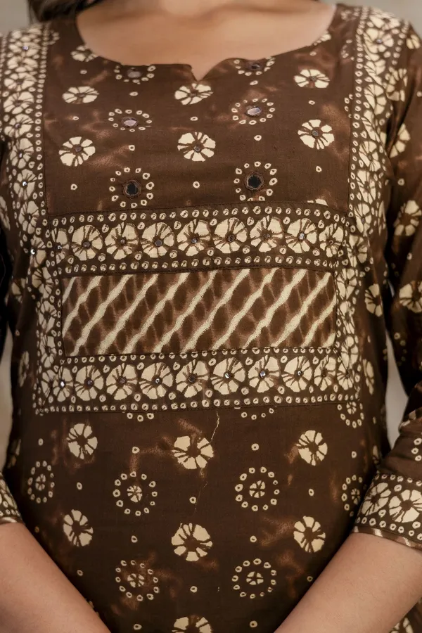Brown_Pure_Cotton_Kurta_Pant_And_Dupatta_Set_For_Women