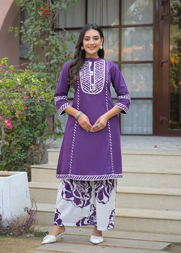 Purple_Pure_Cotton_Kurti_Palazzo_And_Dupatta_Set_For_Women