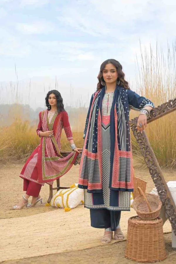 Navy_Blue_Pure_Cotton_Kurta_Pant_And_Dupatta_Set_For_Women