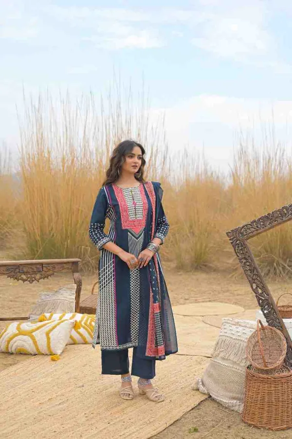 Navy_Blue_Pure_Cotton_Kurta_Pant_And_Dupatta_Set_For_Women