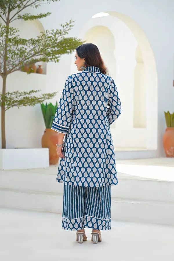 Blue_Pure_Cotton_Kurti_Palazzo_And_Dupatta_Set_For_Women