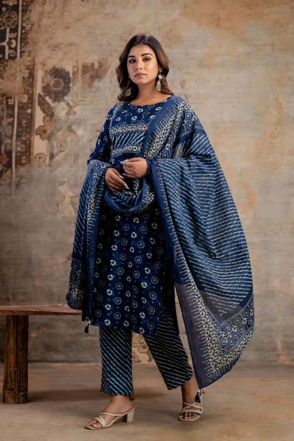 Blue_Pure_Cotton_Kurta_Pant_And_Dupatta_Set_For_Women