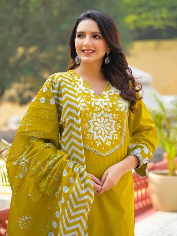Yellow_Pure_Cotton_Short_Kurta_Palazzo_And_Dupatta_Set_For_Women