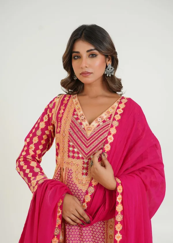Rani_Pure_Cotton_A_Line_Kurti_Pant_And_Dupatta_Set_For_Women