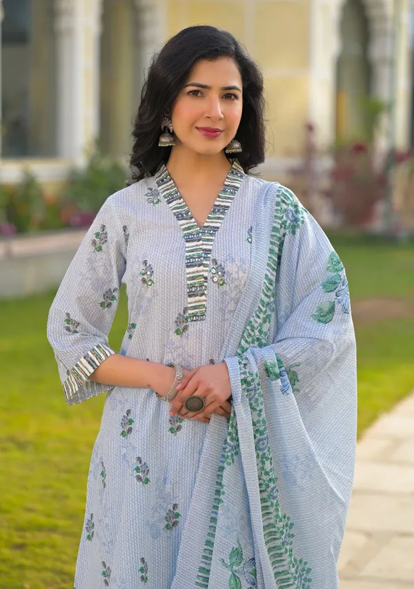 Powder_Blue_Pure_Cotton_A_Line_Kurta_Pant_And_Dupatta_Set_For_Women