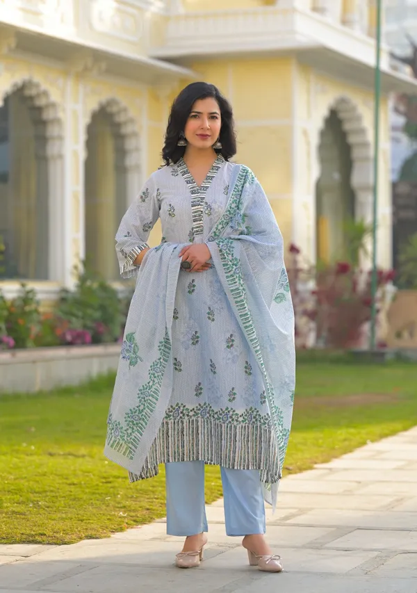 Powder_Blue_Pure_Cotton_A_Line_Kurta_Pant_And_Dupatta_Set_For_Women