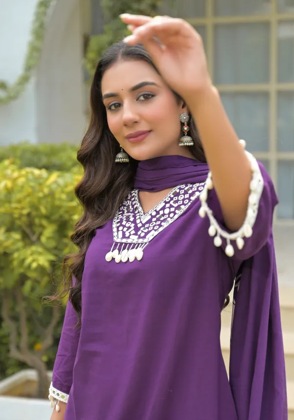 Purple_Pure_Cotton_Short_Kurta_Palazzo_And_Dupatta_Set_For_Women