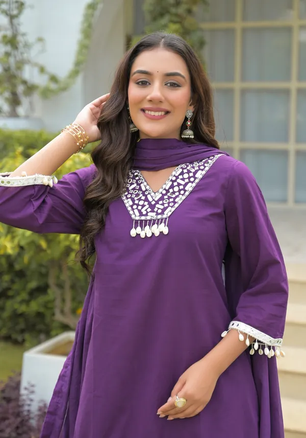 Purple_Pure_Cotton_Short_Kurta_Palazzo_And_Dupatta_Set_For_Women