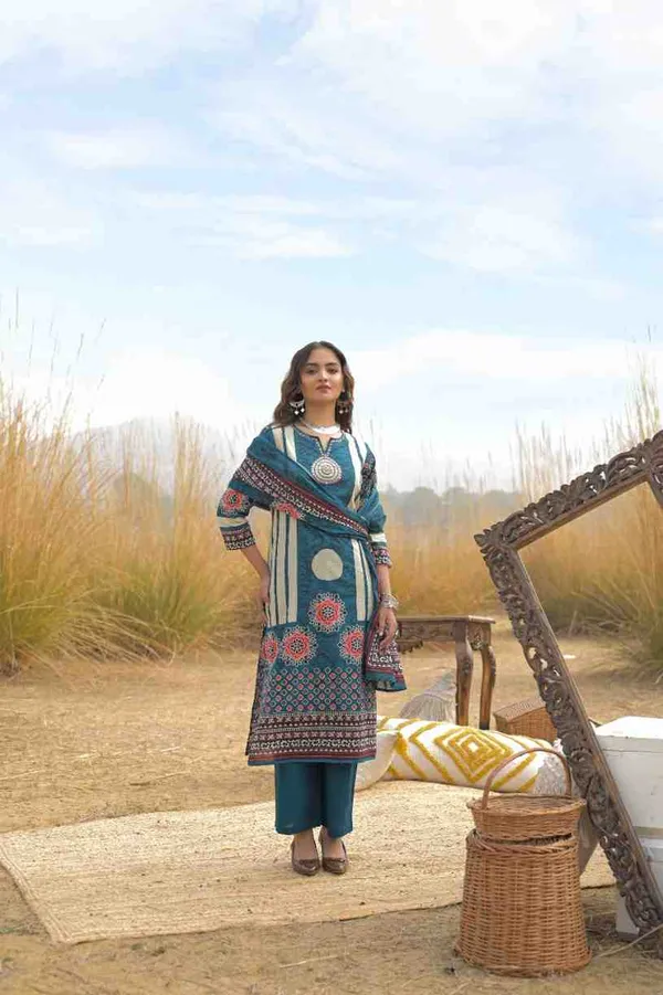 Blue_Pure_Cotton_Kurta_Pant_And_Dupatta_Set_For_Women