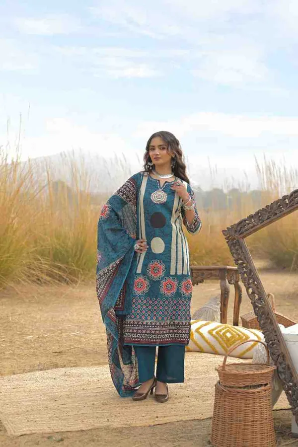 Blue_Pure_Cotton_Kurta_Pant_And_Dupatta_Set_For_Women