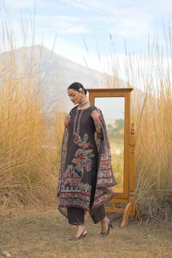 Brown_Pure_Cotton_Kurta_Pant_And_Dupatta_Set_For_Women