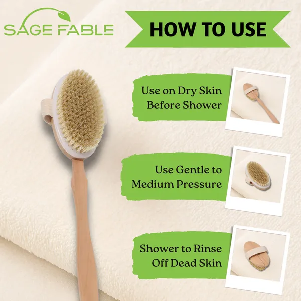 GlowBrush:_Dry_Body_Brush_for_Lymphatic_Drainage_&_Glowing_Skin_with_Detachable_Long_Handle_-_Manage_Cellulite_&_Exfoliation.