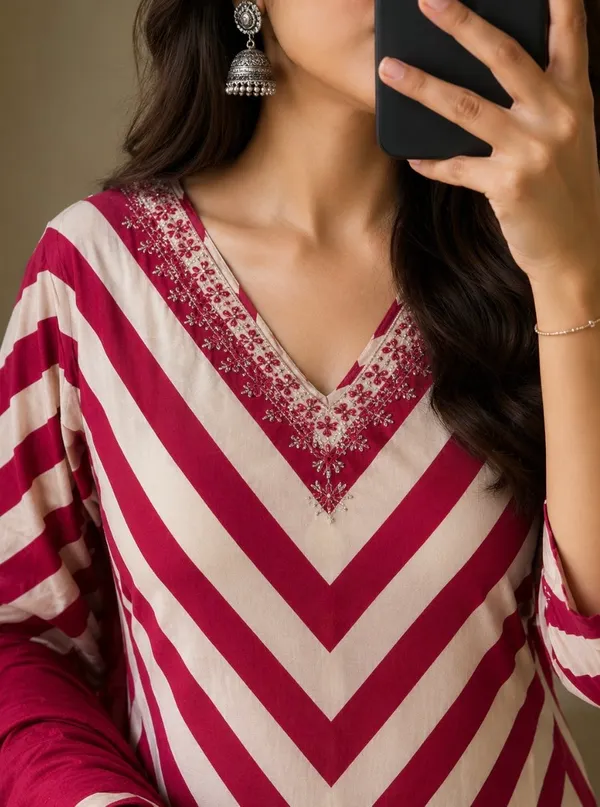 Beautifull_Zik_Zak_Proceen_Print_Kurti_With_pant_And_Dupatta_Set