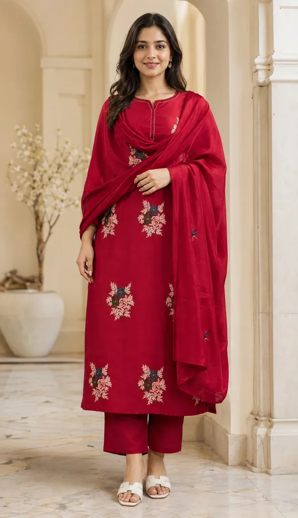 Havy_Embroidey_Kurti_With_Solid_Pant_And_Embroidery_Dupatta_Set