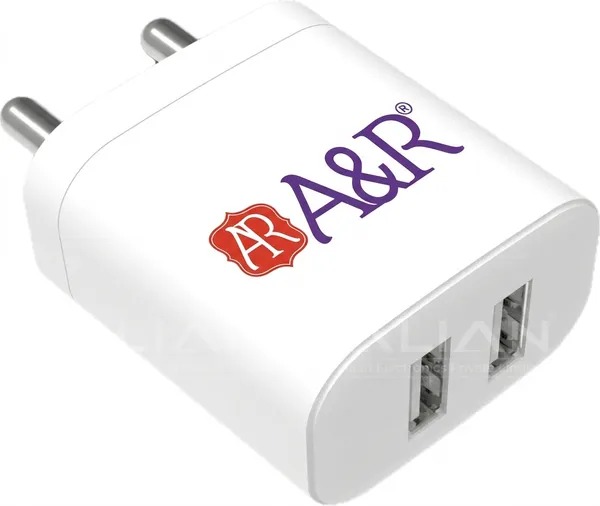 White_Pvc_3.8_Amp_Double_Port_Charger_With_Cable_For_All_Types_Of_Smart_Phone_
And_Tablet