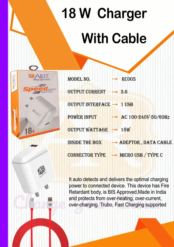 A&R__18W_Compact_Quick_Wall_Charger_|_Type-C_Fast_Charging_Adapter_for_Motorola_Samsung,_Xiaomi_Phones_and_iPhone_(White,_With_Type_C_Cable)
