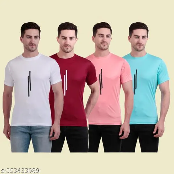 Pink_Poly_Cotton_Casual_Wear_T-Shirt_For_Men_Pack_Of_4