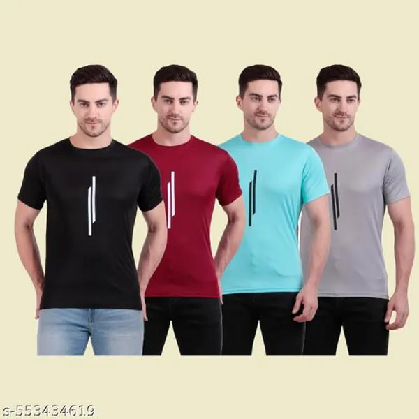 Multicolour_Poly_Cotton_Casual_Wear_T-Shirt_For_Men_Pack_Of_4