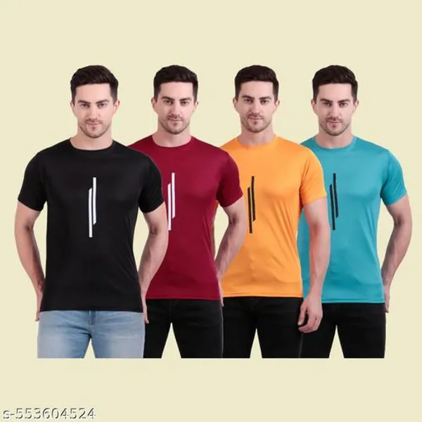 Black_Polyester_Casual_Wear_T-Shirt_For_Men_Pack_Of_4