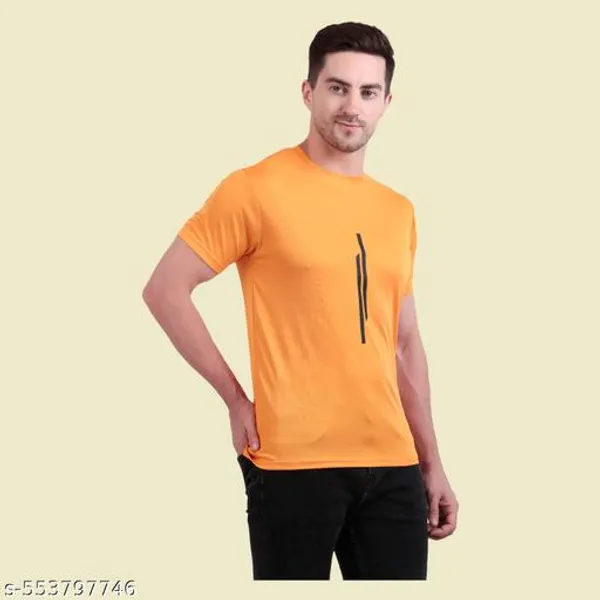 Orange_And_White_Poly_Cotton_Casual_Wear_T-Shirt_For_Men_Pack_Of_2