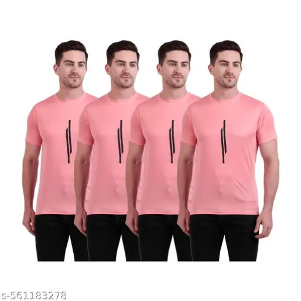 Pink_Polyester_Casual_Wear_T-Shirt_For_Men_Pack_Of_4